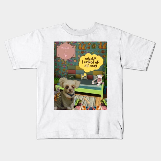 I Woked Up Dis Way Kids T-Shirt by Mottiford